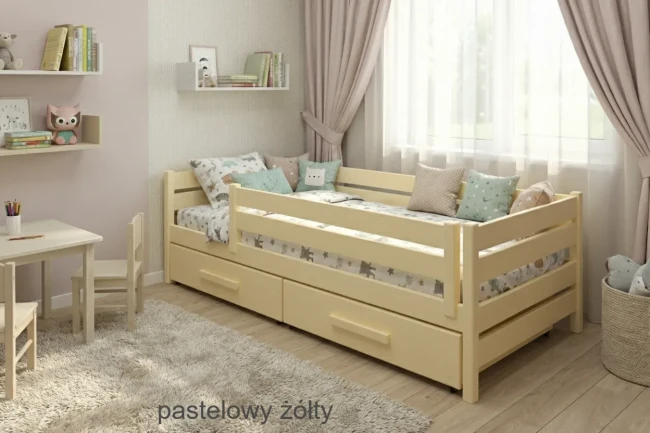 Łóżko dziecięce 160x80 z nasuwaną barierką zabezpieczającą przed wypadnięciem