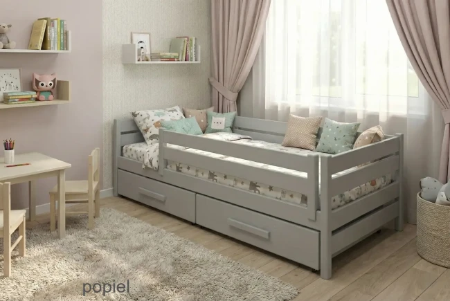 Bezpieczne łóżko z barierką zdejmowaną na noc – model Marry Classic drewno sosnowe