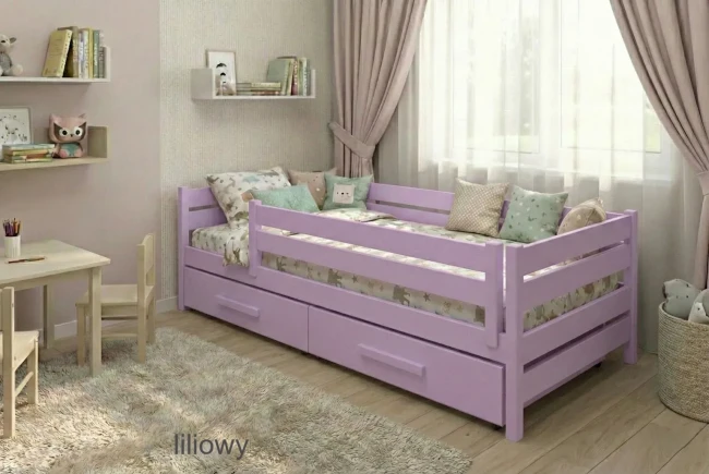 Łóżko dziecięce 160x80 z bezpieczną barierką w przytulnej sypialni – Valor Meble.