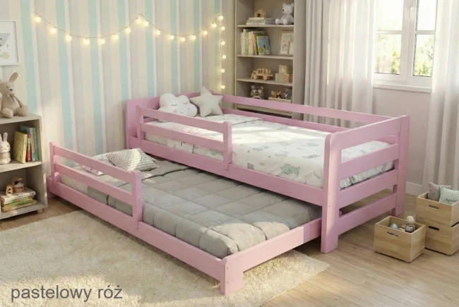 Łóżko parterowe wysuwane Jasio Low bezpieczny transport – Warszawa, Wrocław, Kraków