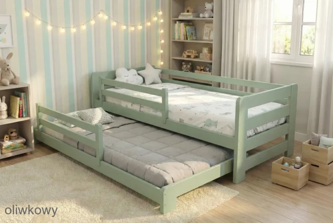 Bezpieczne łóżko wysuwane dla dzieci z grubym stelażem sosnowym – Opole, Kalisz