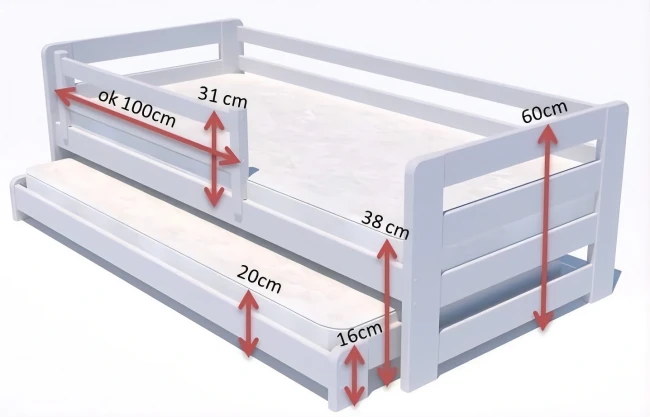 Łóżko dziecięce dla alergików z pokrowcem Aloe Vera i materacem piankowym różne wymiary
