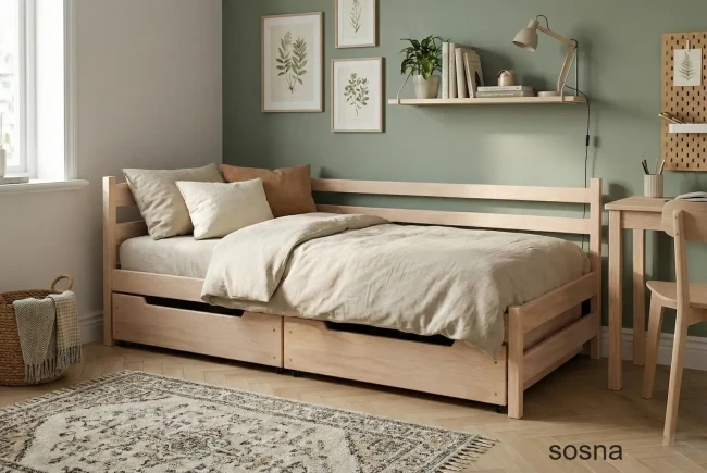 Solidne łóżko z drewna sosnowego bez sęków – konstrukcja premium Valor Meble kolor sosna