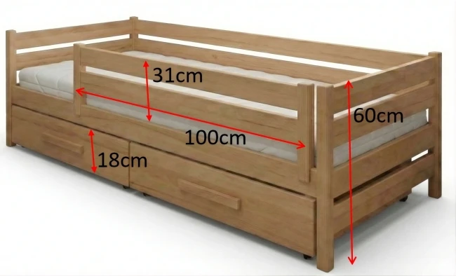 Dowolne wymiary łóżka dla dziecka Merry Classic