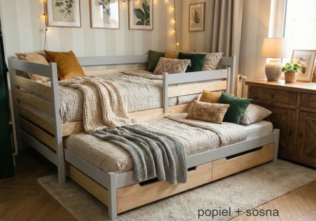 Rozsuwane łóżko dla rodzeństwa Filip Duo Classic 90x200, solidny gęsty stelaż i szybka dostawa Valor Meble.