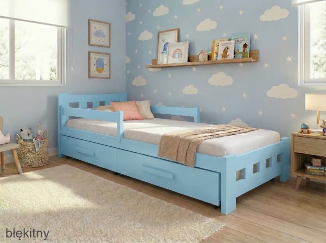 Jasnoniebieskie łóżko dziecięce dla chłopca Paweł Premium Kalisz