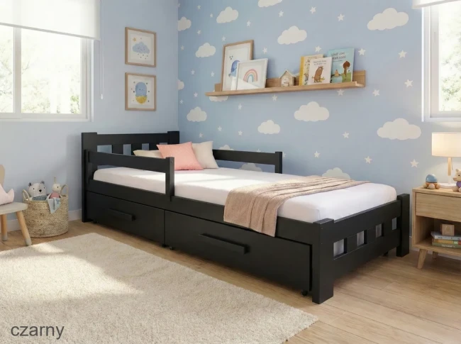 Aranżacja pokoju chłopięcego z drewnianym łóżkiem Warszawa