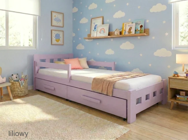 Duże łóżko chłopięce 120x200 z naturalnego drewna Opole