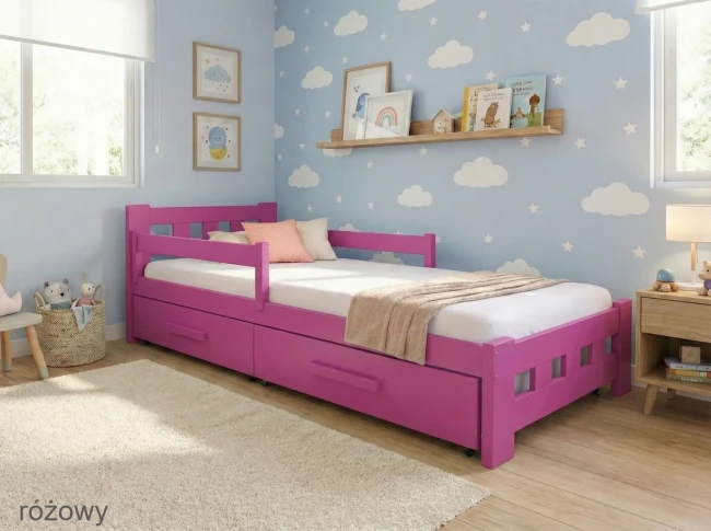 Różowe łóżko dla dziewczyny 6-13 lat solidne z drewna  sosnowego bez sęków