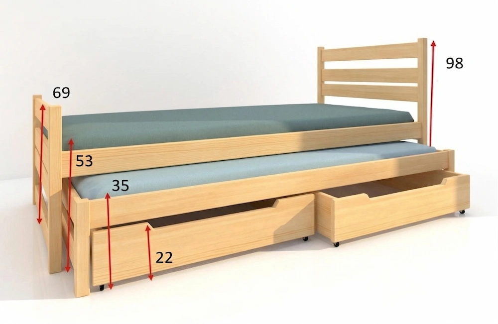wymiary łóżka młodzieżowego Felix Duo Max